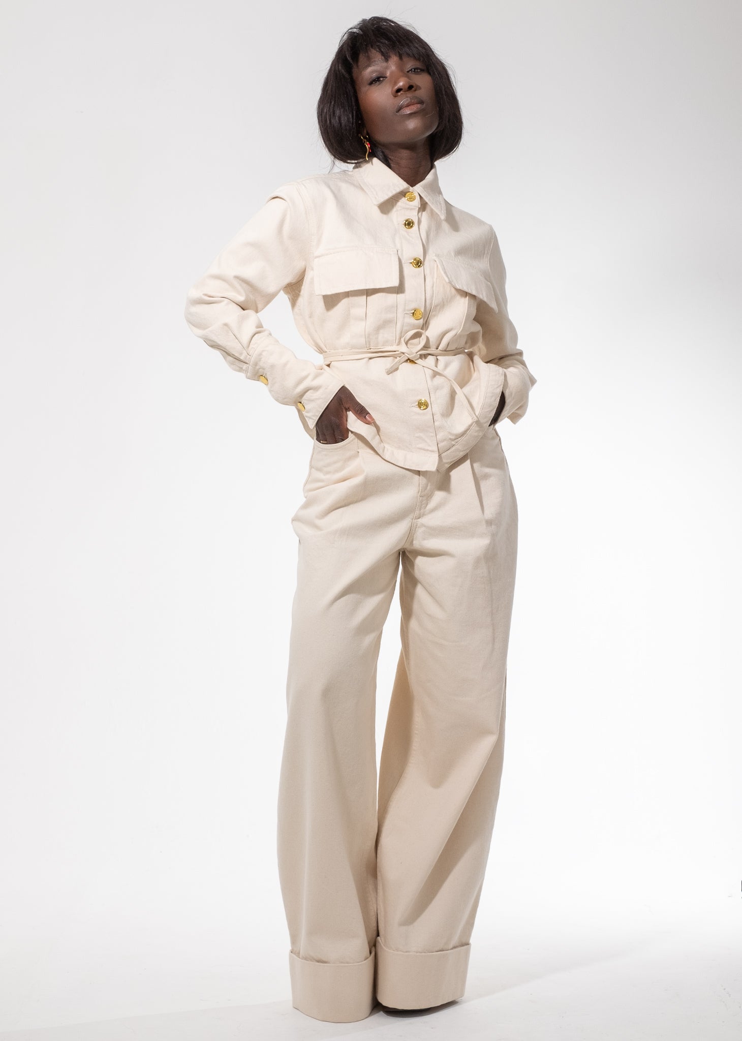 Wadou Ecru Jeans – Ultra-High Waist Wide-Leg Italian Denim | CEHTR